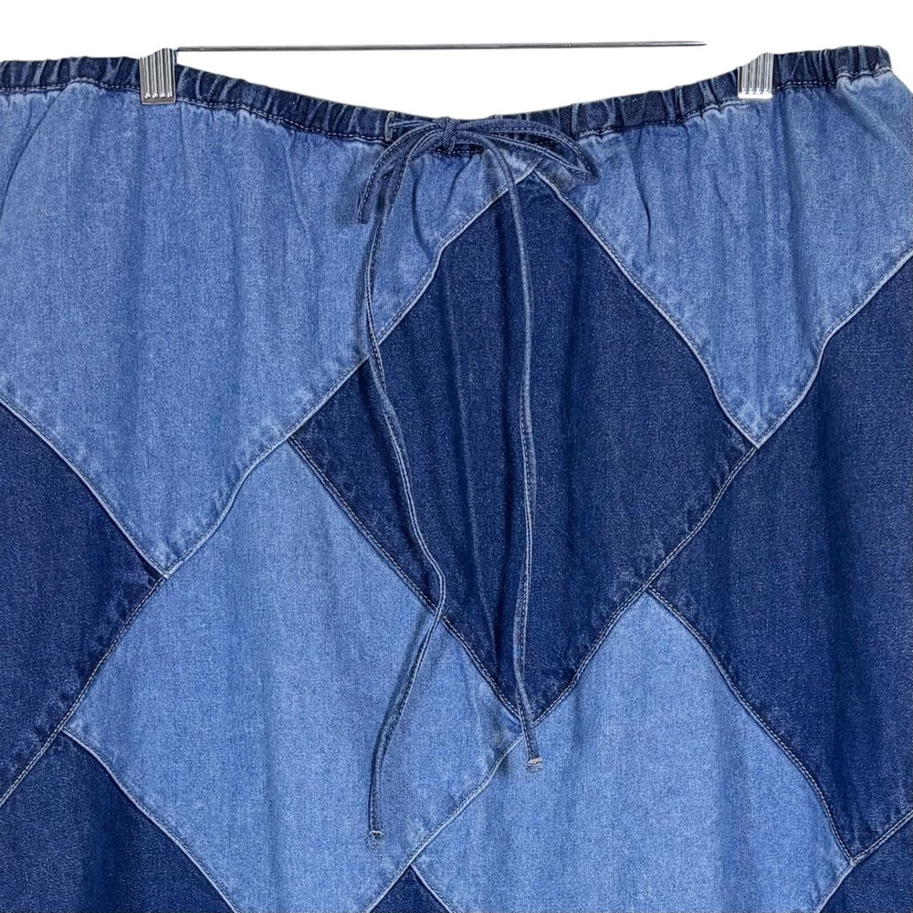 Denim & Co Patchwork Denim Skirt Boho 2X - Picture 3 of 8
